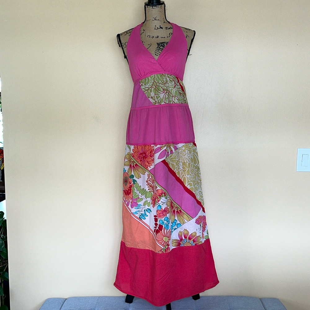 Luna Chix Pink Halter Neck Maxi Dress